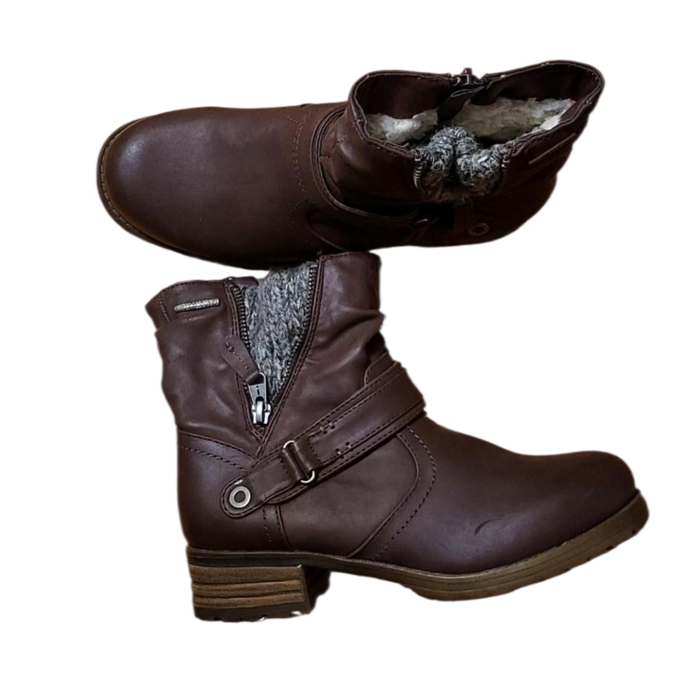 Cozy Brown Ankle Boots with Knit Lining